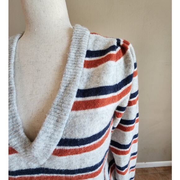 Madewell Margo Stripe Wool Blend V-Neck Sweater SZ Small - Picture 8 of 14
